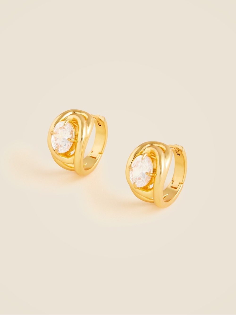 J. Crew Crystal Gold Hoop Earrings